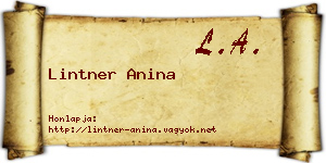Lintner Anina névjegykártya